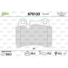 Valeo 670133 Arka Fren Balatasi 7L6698451B