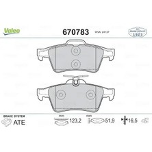 Valeo 670783 Arka Fren Balatasi 12799240 13322091 1360304