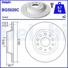 Delphi BG5020C Arka Fren Diski 1K0615601AD 1K0615601M 3CD615601 (2 Adet Fiyatıdır)