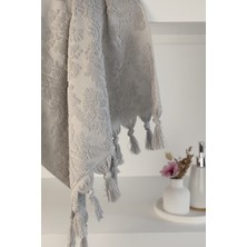 Gri Renk Otantik Saçaklı El Havlusu 50X85 cm - %100 Pamuk - Yumuşak ve Su Emici