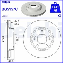 Delphi BG5157C Fren Diski On 517122H000 (2 Adet Fiyatıdır)