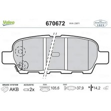 Valeo 670672 Arka Fren Balatasi 44060AL585 44060AL586 44060CB10J