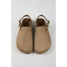 Lapaz Kadın Vegan Deri Tokalı Vizon Sabo Terlik