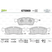 Valeo 670969 On Fren Balatasi 68052370AA 68052370AB 68052370AC