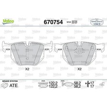 Valeo 670754 Arka Fren Balatasi 34212339276 34212339277 34212339279