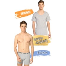 Seher Yıldızı Erkek Yuvarlak Yaka Penye Atlet ve Boxer Şort Takım 6'lı Set (12 Parça) SER0002 - SER0060