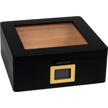 Premium Quality Premiumquality Siyah Camlı  Sedir  Küçük Humidor Puro Kutusu