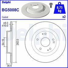 Delphi BG5008C Arka Fren Diski 42510TGNG00 (2 Adet Fiyatıdır)