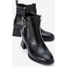 Ccway Sade Streçli Topuklu Bot SİYAH CİLT