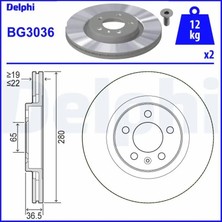 Delphi BG3036 Fren Diski On 1J0615301E 1J0615301M 1J0615301P (2 Adet Fiyatıdır)