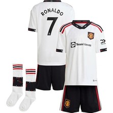 Legent Lady Manchester/united 2022/23 Sezonu Cristiano Ronaldo Çocuk Forması Şort Çorap 3'lü Set (White)