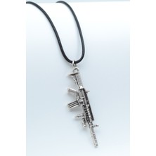 IDR M4 Silah - Pubg Gümüş Kaplama Deri İp Kolye