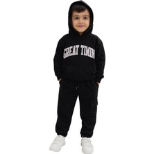 Butik Unisex Model Kapüşon Detaylı Pamuklu Alt - Üst Takım 2'li Takım