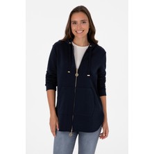 U.S. Polo Assn. Kadın Lacivert Fermuarlı Kapüşonlu Sweatshırt 50307714-VR033