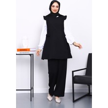 İmaj Butik Siyah Gömlek Yelek Pantolonlu Üçlü Takım