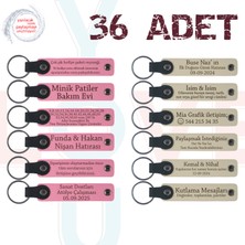 Miawiki Pembe & Sütlü Kahve, 36’lı Set, Isim Yazılabilir Deri Anahtarlık, Aile Tatillerine Küçük Hediye