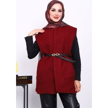 İmaj Butik Bordo Buklet Astarlı Yelek