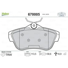 Valeo 670005 Arka Fren Balatasi 1611839580 1617280980 1673601480