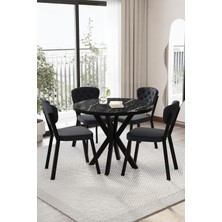 By Orhan Güzel Elma Avangarde Mutfak Masası Takımı Yuvarlak 4 Kişilik Mutfak Yemek Masa Takımı