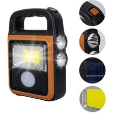 HS-8020C Cob LED Solar 4 Kademeli Şarjlı El Işıldak Feneri - USB Çıkışlı