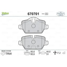 Valeo 670701 Arka Fren Balatasi 34212288889 34212288890 34216767145