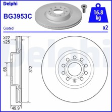 Delphi BG3953C Fren Diski On 1K0615301 1K0615301AA 1KD615301D (2 Adet Fiyatıdır)