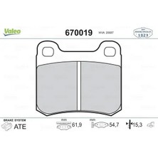 Valeo 670019 Arka Fren Balatasi A0004209820 A0024205120 A0054201820