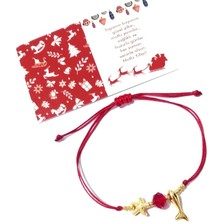 Funny Takı Koyu Kırmızı Cam Kristal Boncuklu Balık ve Deniz Yıldızlı Yılbaşı Bileklik