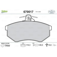 Valeo 670017 On Fren Balatasi 431698151D 431698151F 431698151G