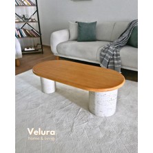 Velura Home & Living Doğal Meşe Tabla & Taş Dokulu Ayak - Zag Orta Sehpa
