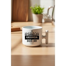 Qoeuyl Boutique Yıldızlı Efsaneler Kasımda Doğar Baskılı Doğum Günü Hediyelik T Kulplu Latte Fincan Kupa Bardak