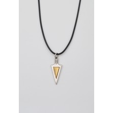 IDR Ok Ucu Üçgen Kolye - PU Deri İp Zincirli Unisex Gümüş Kaplama Kolye - 60 cm