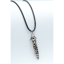 IDR Çift Yılanlı Çubuk Gümüş Kaplama Deri İp Kolye