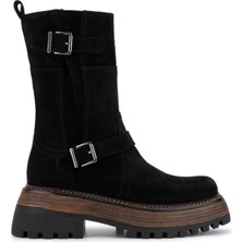 Tamer Tanca Kadın Hakiki Deri Siyah Süet Casual Bot 945 11932 Bn Bot SK24-25 Sıyah Suet