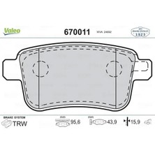 Valeo 670011 Arka Fren Balatasi 4406000Q3B 4406000Q3E 440604876R