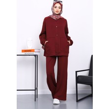 İmaj Butik Mürdüm Pul Payetli Tunik Pantolonlu Takım