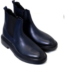 Velvarde Deri Bot Lacivert