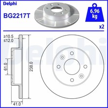 Delphi BG2217T Fren Diski On 2677509716 6001547684 6001549211 (2 Adet Fiyatıdır)