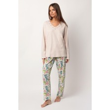 Ayyıldız 63346 Pembe Çiçek Desenli Pijama Takımı