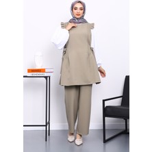 İmaj Butik Haki Gömlek Yelek Pantolonlu Üçlü Takım