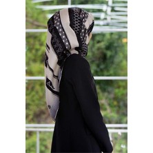 Vissona Tivil Ipek Eşarp 50935 - 2 - 0003 - 0001 Siyah Krem Soyut Desen