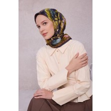 Belli Tivil Saf Ipek Eşarp 4216 - 53 Koyu Mor Soyut Desen