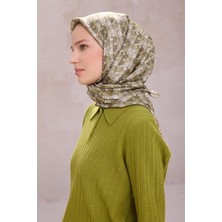 Belli Tivil Saf Ipek Eşarp 4204 - 85 Yeşil Yaprak Desen