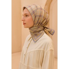 Belli Tivil Saf Ipek Eşarp 4218 - 06 Açık Yeşil Ekose Desen