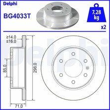 Delphi BG4033T Arka Fren Diski 2E0615601A A9064230012 A9104230000 (2 Adet Fiyatıdır)