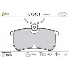 Valeo 670431 Arka Fren Balatasi 1075565 1107698 1425407