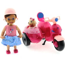Amalfi Cute Doll Mini Bebek ve Köpekli Mor Motorsiklet Kız Erkek Çocuk Oyuncak Eğitici Oyuncaklar