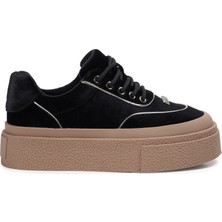 Zeytuk Siyah Casual Süet Kadın Ayakkabı