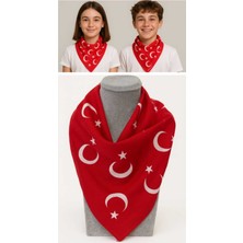 Eva Rose 10 Adet Kırmızı Ay Yıldız Türk Bayrağı Temalı Pamuk Kumaş Fular - Bandana - 23 Nisan, 29 Ekim