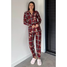 Gülseli Kadın Ekose Desenli Ön Düğmeli Uzun Kol Pijama Takımı P-00018754